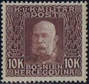 1912, 10 Kronen, Farbprobe bräunlichlila, ... 
