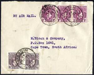 1947, air mail letter from Lagos to Cape Town