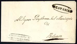 1860, Lettera in franchigia da Pedara ... 