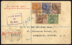 1929, 1st Aerial Mail Georgetown-Paramaribo: ... 