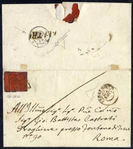 1868, lettera affrancata con 10 c. da Alatri ... 