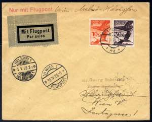 1928, Flugpostbrief von Wien 30.4.1928 über ... 