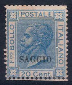 1867, Effigie, 20 Cent. azzurro chiaro con ... 