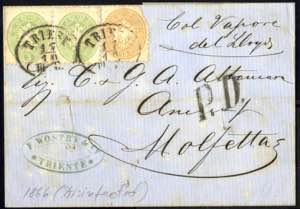 1864, Desinfizierter Auslandsbrief über ... 