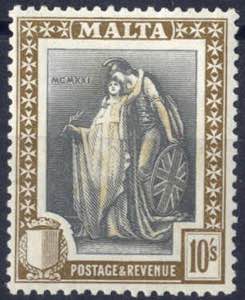1922, Malta und Britannia, Teilsatz von 2 P ... 