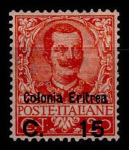 1905, 15 Cent. su 20 Cent. arancio (Sass. 30)