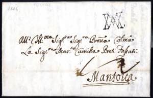 1764, Bollo di Milano su lettera da Casale ... 