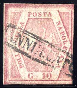 1858, 10 Grana carminio rosa, seconda ... 