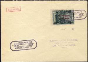 1954, lettera affrancata con 45 GR. verde ... 