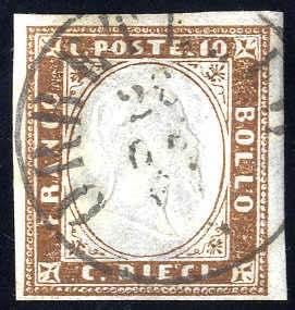 1861, 10 Cent. bruno cioccolato chiaro, ... 