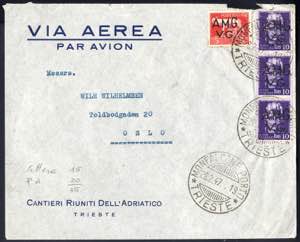 1947, lettera di posta aerea del 28.2.1947 ... 