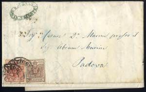 1850, 3 Kr. HPIa + 6 Kr. HPIa auf Brief von ... 