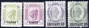 1891/96, Freimarken, 4 Werte, postfrisch ... 