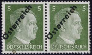 1945, 5 (Pfg.) grasgrün, Paar mit doppeltem ... 