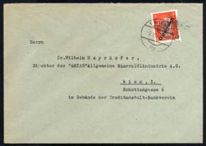 1945, 8 Pfg. orangerot auf Brief von Wien am ... 