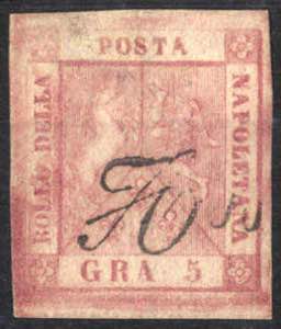 1858, 5 gr. carminio rosa, firmato Bühler, ... 
