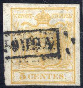 1850, 5 cent. giallo (prima ... 