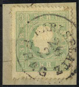 1859, 3 Kr. bläulichgrün, Type II, Befund ... 