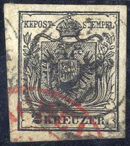1850, 2 Kr. HPIIIa schwarz, Doppelentwertung ... 