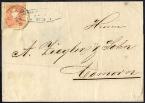 1859, 5 Kr. rot, Type II, auf Brief von Raab ... 