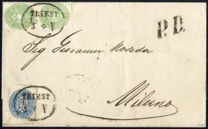 1864, Auslandsbrief über drei Sektionen von ... 