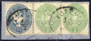 1863/64, Briefstück mit Mischfrankatur 3 + ... 