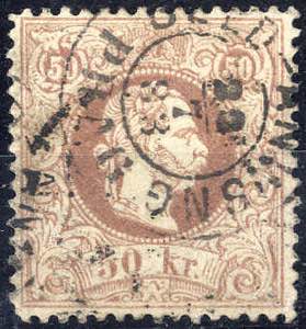 1867, 50 Kr. braun, grober Druck, ... 