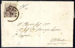 1850, 30 Cent. bruno cioccolato su lettera ... 