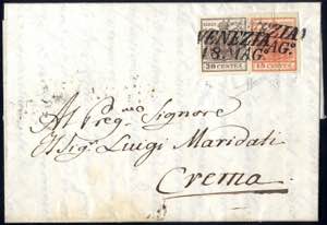 1850, 15 Cent. rosso vermiglio, carta ... 