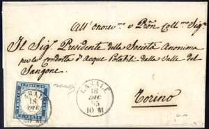 1855, lettera da Casale il 18.12 per Torino ... 