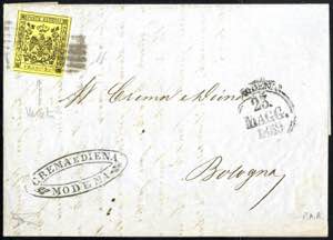 1859, lettera da Modena il 23.5. per Bologna ... 