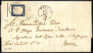 1862, lettera da Faenza il 30.12 per Roma ... 