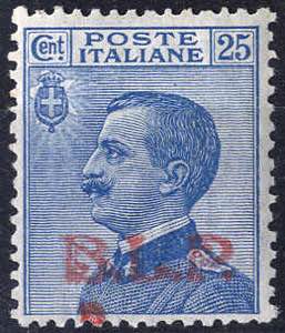 1923, 25 Cent. azzurro, soprastampa rossa, ... 