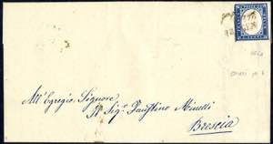 1860, 20 Cent. azzurro su lettera da Chiari ... 