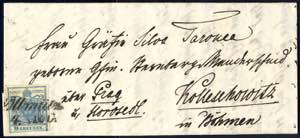 1850, 9 Kr. HPIIa auf Brief von Ollmütz ... 