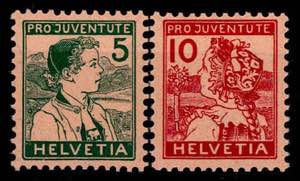 1915, Pro Juventute, 2 Werte (Mi. 128-29 / ... 