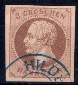 1861, König Georg V., 3 Gr braun, signiert ... 