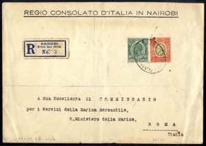 1923, Konsulats - Rekobrief von Nairobi ... 