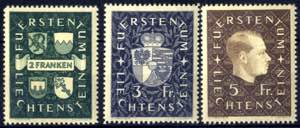 1939, Wappen und Fürsst. drei Werte, ... 