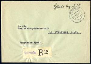 1945, eingeschriebener Brief von Tragwein am ... 
