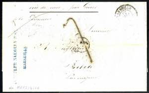 1853, lettera da Marsiglia col vapore ... 