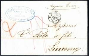 1857, lettera da Marsiglia col vapore ... 