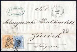1876, lettera da Palermo Succ. N 1 al molo ... 