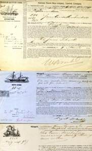 Schiffspost 1836/1908, 7 Frachtbriefe je mit ... 