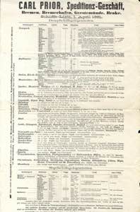 1874/1904, 6 Preislisten für die Fahrt ... 