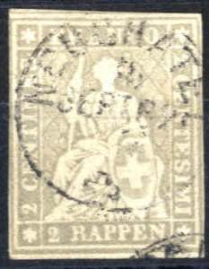1862, Sitzende Helvetia 2 Rappen, gestempelt ... 