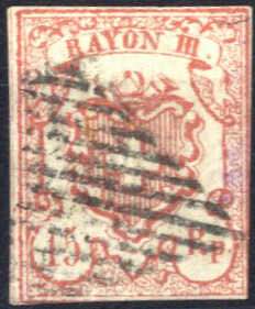1850, Rayon III 15 Rp., gestempelt, Mi. 12 / ... 