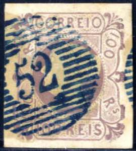 1853, Königin Maria II. 100 Reis lila mit ... 