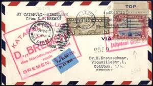 1929, Katapultflug der Bremen vom 2.8., ... 