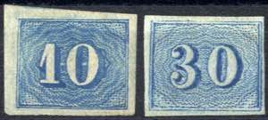 1854/61, Katzenaugen, 10+30 R blau, ... 